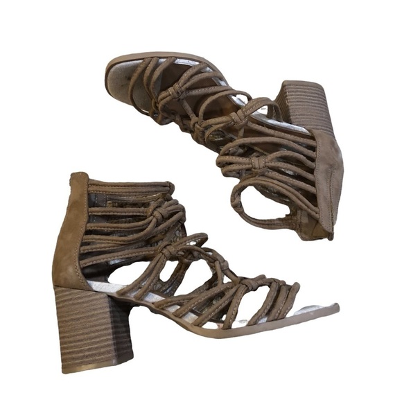 DV by Dolce Vita Taupe Knotted Adira Block Heel Size 7.5 - Picture 1 of 6